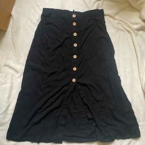 Black Button Up Midi Skirt
